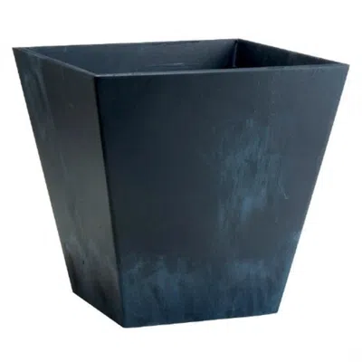 Quikfurn Contemporary 12-inch Square Planter In Black Plastic In Blue