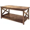 Quikfurn Contemporary 2-tier Farmhouse Coffee Table In Rustic Wood Finish
