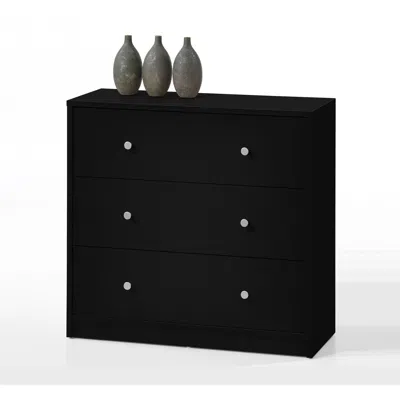 Quikfurn Contemporary 3-drawer Chest In Black - Made In Denmark