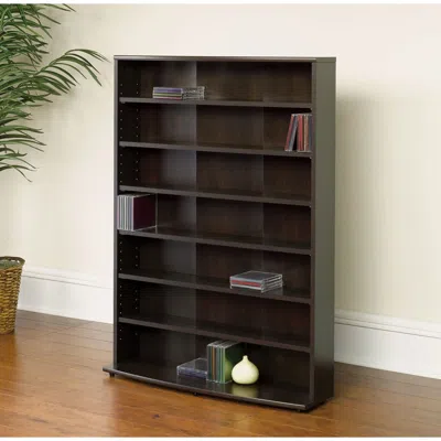 Quikfurn Contemporary 6-shelf Bookcase Multimedia Storage Rack Tower In Brown Finish