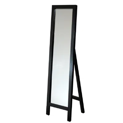 Quikfurn Contemporary Free-standing Floor Mirror In Espresso Wood Finish In Black