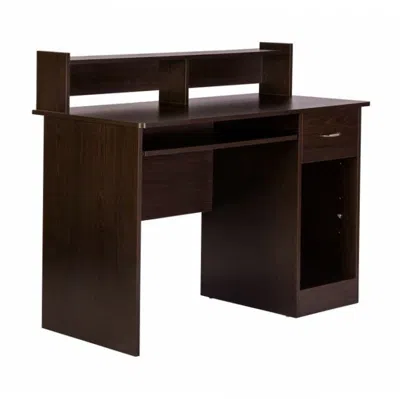 Quikfurn Contemporary Home Office Computer Desk In Espresso Wood Finish