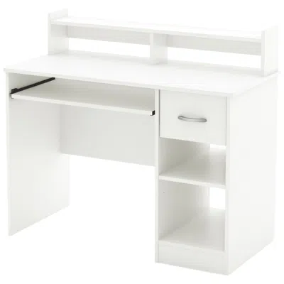 Quikfurn Contemporary Home Office Computer Desk In White Wood Finish