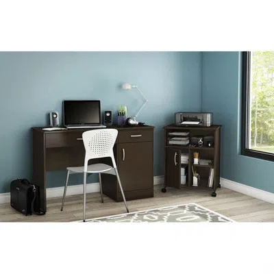 Quikfurn Contemporary Printer Stand Cart With Storage Shelves In Chocolate