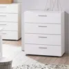 Quikfurn Contemporary Style White 4-drawer Bedroom Bureau Storage Chest