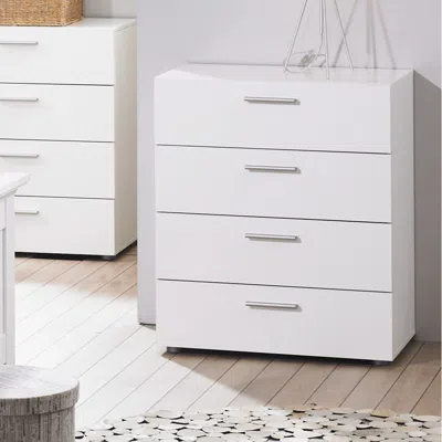 Quikfurn Contemporary Style White 4-drawer Bedroom Bureau Storage Chest