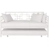 Quikfurn Contemporary White Metal Daybed Frame With Twin Pull-out Trundle Bed