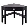 Quikfurn Corner Black Wood Computer Desk With Drawer