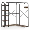Quikfurn Corner L-shaped Garment Rack With Clothing Hanging Rods And Storage Shelves