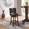 Quikfurn Counter Height Barstool In Dark Brown Wood Finish With Black Padded Swivel Seat