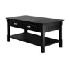 Quikfurn Country Style Black Wood Coffee Table With 2 Storage Drawers