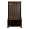 Quikfurn Dark Brown Entryway Hall Tree Shoe Cubbie Coat Rack