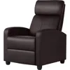 Quikfurn Dark Brown High-density Faux Leather Push Back Recliner Chair
