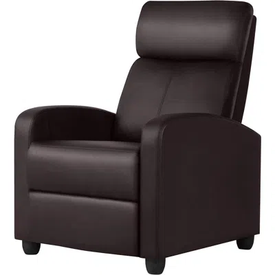 Quikfurn Dark Brown High-density Faux Leather Push Back Recliner Chair