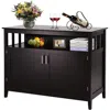 Quikfurn Dark Brown Wood 2-door Dining Buffet Sideboard Cabinet With Open Storage Shelf