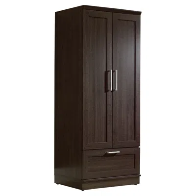 Quikfurn Dark Brown Wood Wardrobe Cabinet Armoire With Garment Rod