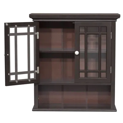 Quikfurn Dark Espresso 2-door Bathroom Wall Cabinet With Open Shelf