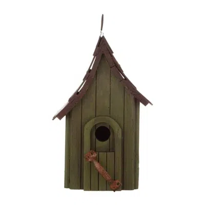 Quikfurn Dark Green Wood Hanging Bird House For Outdoor Garden Deck Patio Tree