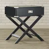 Quikfurn Dark Grey Black 1-drawer End Table Nightstand With Modern Classic X Style Legs