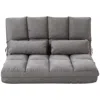 Quikfurn Dark Grey Polyester Suede Fabric Floor Sofa Bed Recliner With Adjustable Back