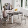 Quikfurn Dark Grey Wood Top 47-inch Kitchen Dining Table Or Computer Desk With White Legs