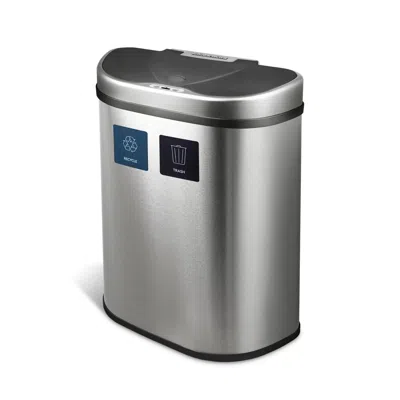 Quikfurn Dual Stainless Steel 18-gallon Trash Can Recycle Bin With Motion Sensor Lid