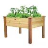 Quikfurn Elevated 2ft X 4-ft Cedar Wood Raised Garden Bed Planter Box - Unfinished