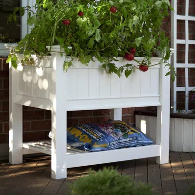 Quikfurn Elevated Planter Raised Grow Bed In White Vinyl