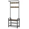 Quikfurn Entryway Modern Industrial Style Hall Tree Coat Rack Shoe Storage Bench