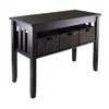Quikfurn Espresso 2 Tier Entryway Hall Console Table With 3 Storage Baskets