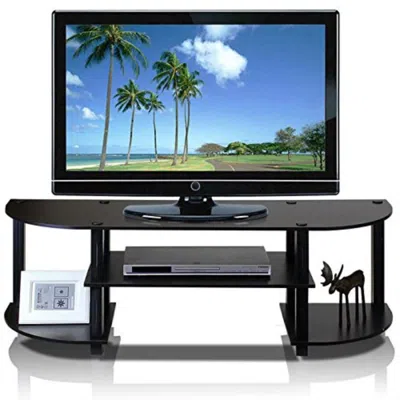 Quikfurn Espresso & Black Tv Stand Entertainment Center - Fits Up To 42-inch Tv