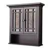 Quikfurn Espresso Bathroom Wall Cabinet With Amber Mosaic Glass Accents