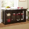 Quikfurn Espresso Sideboard Buffet Dining Kitchen Cabinet With 2 Glass Sliding Doors