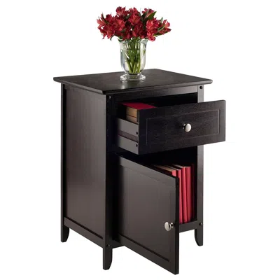 Quikfurn Espresso Wood End Table Nightstand Accent Table