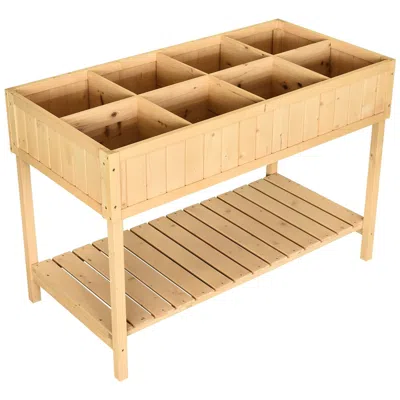 Quikfurn Farmhome 8 Grid Fir Wooden Raised Garden Planter Box
