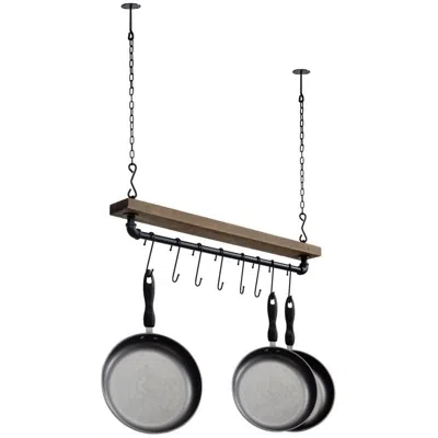 Quikfurn Farmhome Rustic Industrial 8 S-hooks Ceiling Mounted Hanging Pot Rack