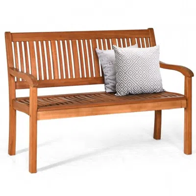Quikfurn Farmhome Slatted 2 Seater Garden Eucalyptus Bench