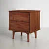 Quikfurn Farmhouse 2 Drawer Solid Wood Nightstand Walnut