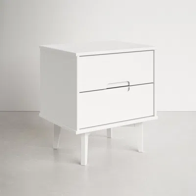 Quikfurn Farmhouse 2 Drawer Solid Wood Nightstand White