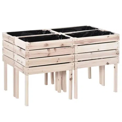 Quikfurn Farmhouse 4 Piece Wooden Elevated Raised Garden Bed Planter Box