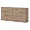 Quikfurn Farmhouse Contemporary 6 Drawer Double Dresser In Oak