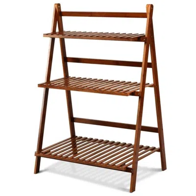 Quikfurn Farmhouse Indoor/outdoor 3 Tier Folding Plant Stand Planter Shelving Unit In Blue