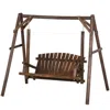 Quikfurn Farmhouse Log A-frame 2-seat Wooden Swing Bench