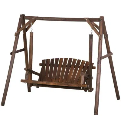 Quikfurn Farmhouse Log A-frame 2-seat Wooden Swing Bench
