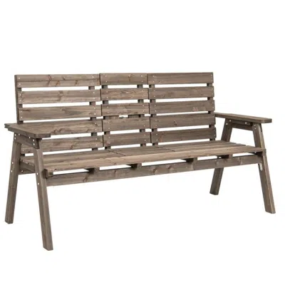Quikfurn Farmhouse Outdoor Fir Wood Patio Garden Bench With Folding Center Table