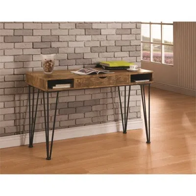 Quikfurn Farmhouse Rustic Home Office 1 Drawer Writing Desk
