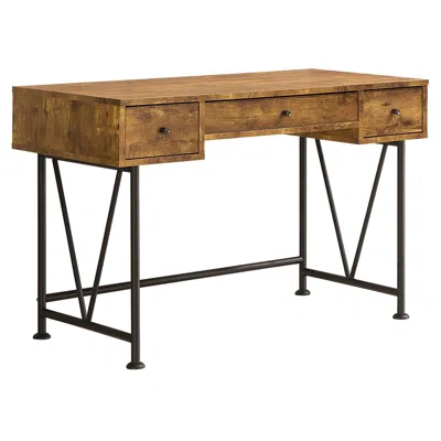 Quikfurn Farmhouse Rustic Home Office 3 Drawer Writing Desk