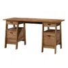 Quikfurn Farmhouse Rustic Oak Executive Desk W/ Filing Cabinets Storage
