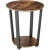 Quikfurn Farmhouse Rustic Round Side Table Nightstand End Table
