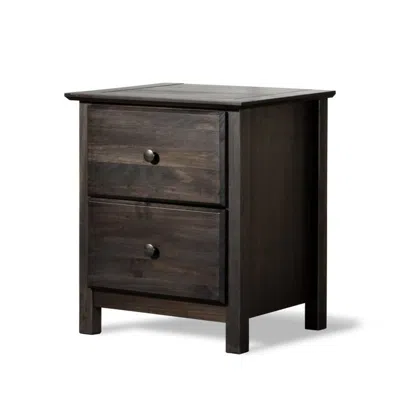Quikfurn Farmhouse Solid Pine Wood 2 Drawer Nightstand In Espresso